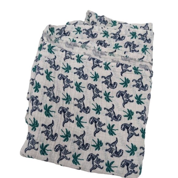 Chick Pea Infant Muslin Blanket Rust Cream Dinosaurs Roses 36" x 40" - Picture 2 of 6